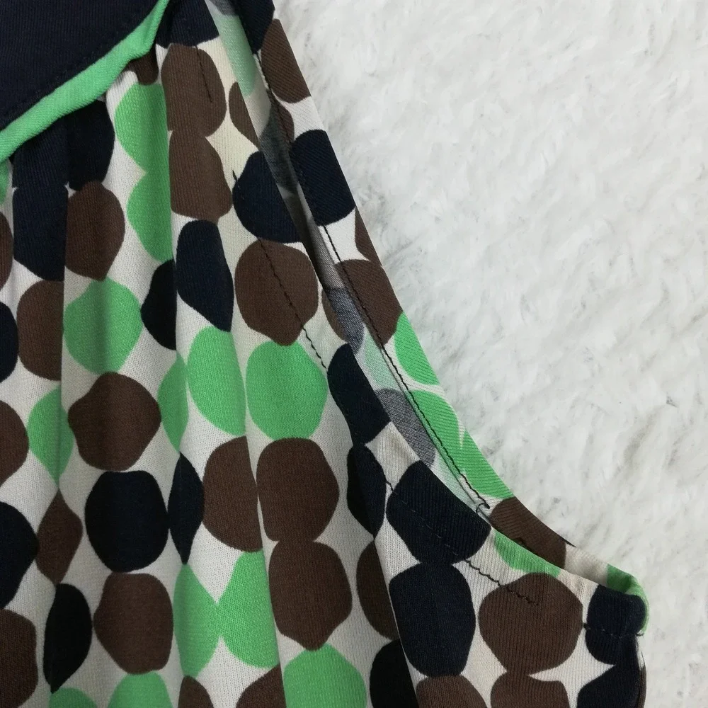 BCBG Maxazria‎ Womens Dress Tent Sleeveless Green Navy Polkadot Pockets Mini L